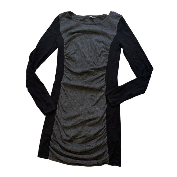 Express Gray and Black Bodycon Colorblock Dress Size Small - Picture 1 of 4
